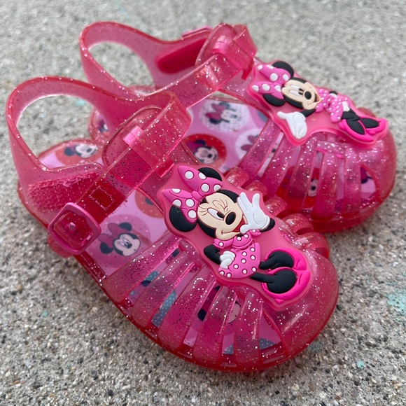 Disney Other - Minnie Mouse Pink glitter Jellies Jelly Sandals Shoes Toddler Sz 5 girl preloved